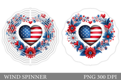 Patriotic Heart Wind Spinner. Patriotic Wind Spinner Design Product Image 1