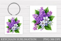 Flowers Keychain Sublimation. Floral Keychain Design Product Image 1