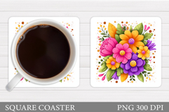 Flowers Coaster Design. Floral Coaster Sublimation Product Image 1