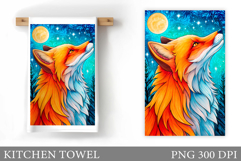 Winter Fox Kitchen Towel. Christmas Kitchen Towel Design Product Image 1