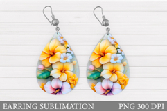 Tropical Flowers Earring. Flowers Earring Sublimation Product Image 1