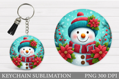 Cute Snowman Keychain Design. Christmas Keychain Sublimation Product Image 1