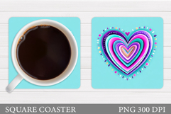 Hearts Coaster Sublimation. Hearts Square Coaster Design Product Image 1