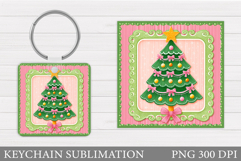 Christmas Tree Keychain. Christmas Round Keychain Design Product Image 1