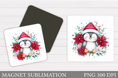 Christmas Magnet Design. Penguin Magnet Sublimation Product Image 1