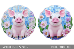 Cute Pig Wind Spinner Sublimation. Pig Wind Spinner Design Product Image 1
