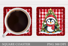 Christmas Penguin Coaster. Christmas Coaster Sublimation Product Image 1