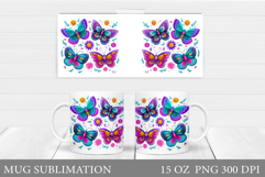 Butterflies Mug Sublimation. Butterfly Mug Design Product Image 1