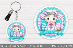 Easter Lamb Keychain Sublimation. Easter Keychain Design Product Image 1