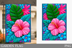 Hibiscus Garden Flag Design. Tropical Flowers Garden Flag Product Image 1