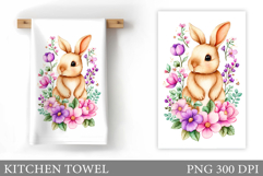 Cute Bunny Kitchen Towel Design. Cute Bunny Sublimation Product Image 1