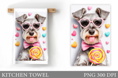 Valentines Dog Kitchen Towel. Valentine Kitchen Towel Design Product Image 1