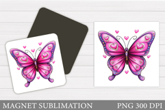 Butterfly Flowers Sublimation. Butterfly Magnet Sublimation Product Image 1