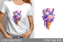Floral Ice Cream T-Shirt Design. Ice Cream Sublimation Product Image 1