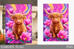 Highland Cow Garden Flag. Highland Cow Sublimation Product Image 1