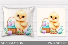 Easter Chick Pillow Sublimation. Easter Pillow Design Product Image 1