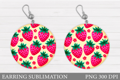 Strawberry Earring Sublimation. Flowers Earring Design Product Image 1