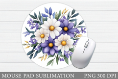 Flowers Mouse Pad Design. Flowers Mouse Pad Sublimation Product Image 1