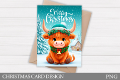 Christmas Cow Card Printable. Christmas Card Design Product Image 1