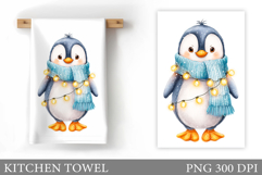 Christmas Penguin Kitchen Towel. Christmas Kitchen Towel Product Image 1