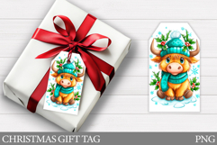 Christmas Cow Gift Tag Design. Christmas Gift Tag Printable Product Image 1