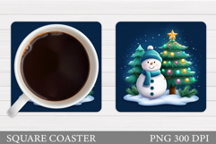 Cute Snowman Coaster Design. Christmas Coaster Sublimation Product Image 1