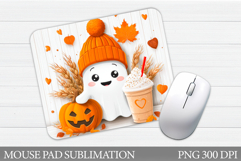 Cute Ghost Mouse Pad. Halloween Mouse Pad Sublimation Product Image 1