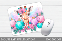 Cute Giraffe Mouse Pad Design. Christmas Mouse Pad Product Image 1
