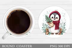 Christmas Penguin Coaster. Christmas Coaster Design Product Image 1