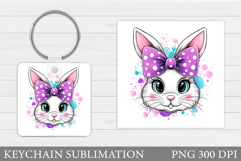 Cute Bunny Keychain Design. Cute Bunny Sublimation Product Image 1