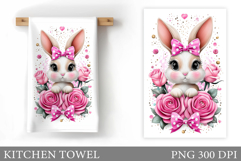 Cute Bunny Kitchen Towel Design. Cute Bunny Sublimation Product Image 1
