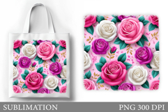 Roses Tote Bag Sublimation. Flowers Sublimation Product Image 1