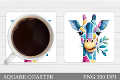 Cute Giraffe Coaster Design. Cute Giraffe Sublimation Product Image 1