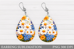 Floral Earring Sublimation. Flowers Earring Design Product Image 1