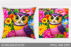 Owl Pillow Sublimation. Owl Flowers Sublimation Product Image 1