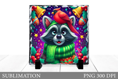 Christmas Raccoon Sublimation. Christmas Raccoon Slate Product Image 1