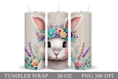 Cute Bunny Tumbler Design. Bunny Sublimation Product Image 1