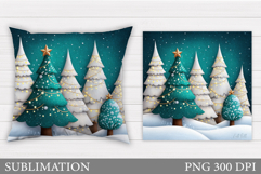 Christmas Tree Pillow Design. Christmas Pillow Sublimation Product Image 1