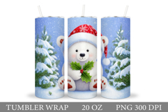 Polar Bear Tumbler Design. Christmas Tumbler Sublimation Product Image 1