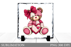 Valentines Bear Sublimation. Valentines Bear Slate Design Product Image 1