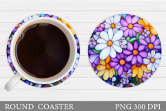 Flowers Coaster Sublimation. Floral Coaster Design Product Image 1