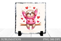 Valentines Sloth Sublimation. Valentines Slate Design Product Image 1