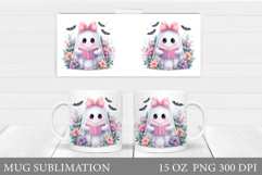 Cute Ghost Mug Design. Cute Halloween Mug Sublimation Product Image 1