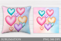 Hearts Pillow Design. Valentines Pillow Sublimation Product Image 1