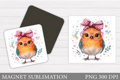 Cute Bird Magnet Design. Cute Bird Sublimation Product Image 1