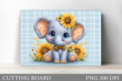 Cute Elephant Cutting Board. Elephant Flowers Cutting Board Product Image 1