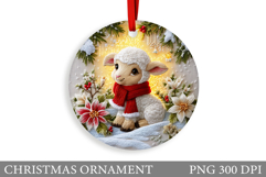 Cute Lamb Christmas Ornament. Christmas Lamb Sublimation Product Image 1