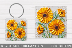 Flowers Keychain Sublimation. Floral Keychain Design Product Image 1