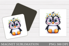 Cute Penguin Magnet Design. Penguin Summer Magnet Product Image 1