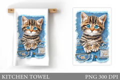 Cute Cat Kitchen Towel Design. Cute Cat Sublimation Product Image 1